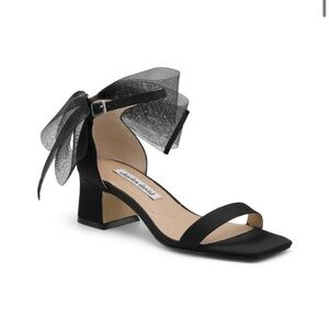 Charles David Black Riley Dress Shoes Ribbon 8.5 Block Heel 2” High